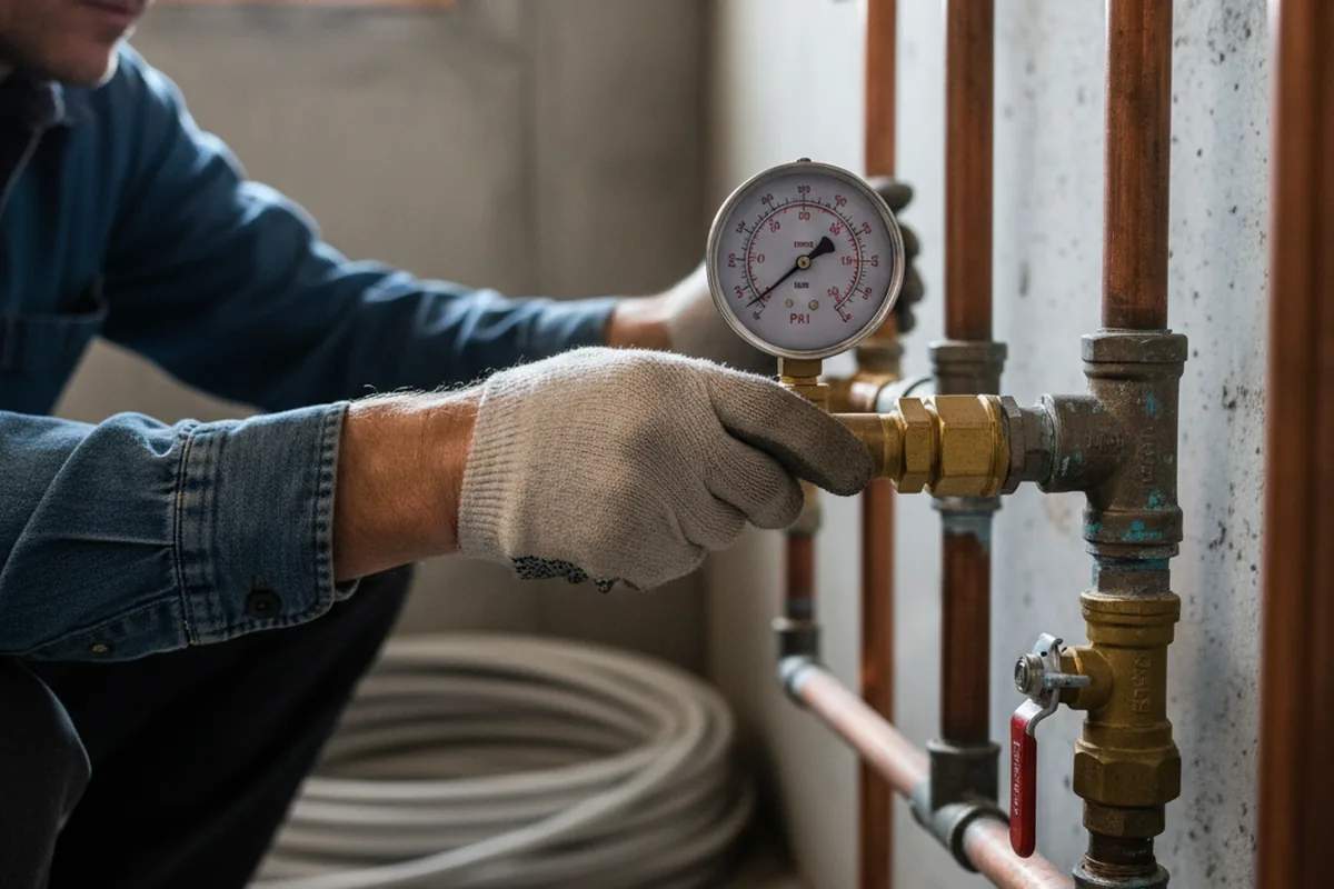 Pressure testing a repaired line during Water Line Repair in Argos